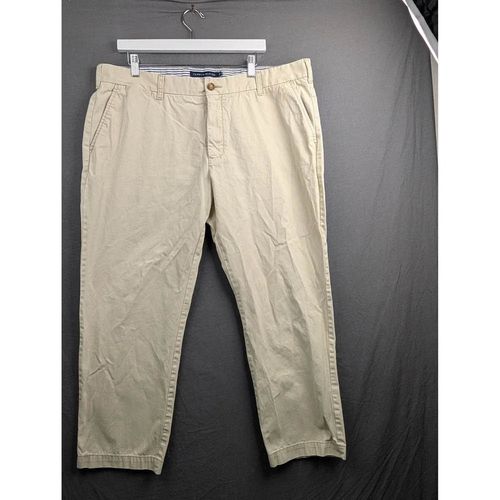 Tommy Hilfiger Mens‎ Tailored Fit Chino Pants Beige Cotton Size 40x30